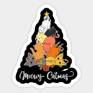 Funny cute meowy christmas tree Sticker